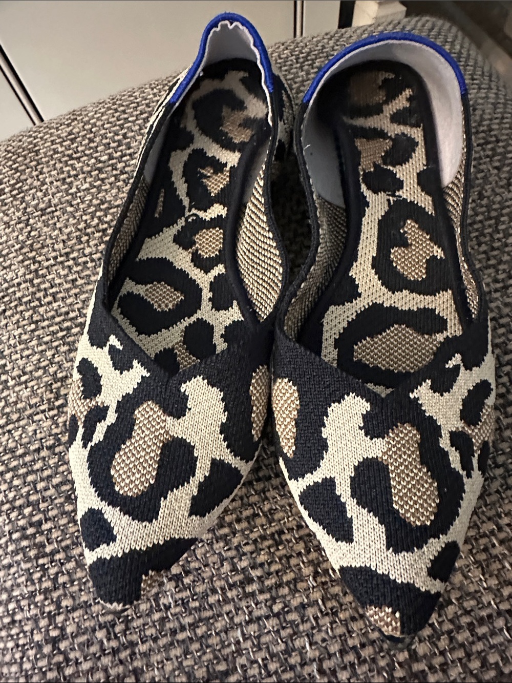 Rothy's Leopard Print Pointed Toe Flats - Black, Tan, Cream - Picture 2 of 4